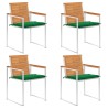 Chaises de jardin lot de 4 avec coussins Bois d'acacia massif 640148640148