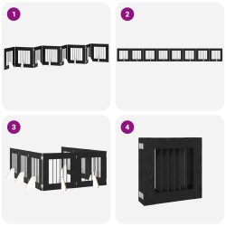 Porte de chien pliable avec supports 8 pcs Chêne noir 60 cm 640150640150