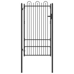 Porte de Clôture HORST 100 x 175 cm Acier Noir Verrouillable 640151640151