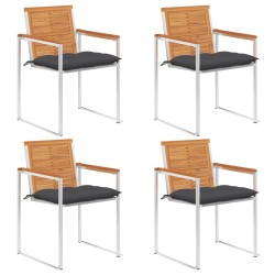 Chaises de jardin lot de 4 avec coussins Bois d'acacia massif 640153640153