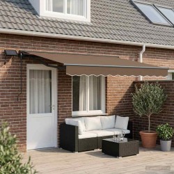 Cadre de store manuel avec LEDs Taupe 5 x 3 m 640155640155