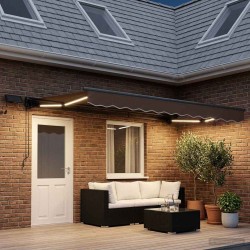 Cadre de store manuel avec LEDs Taupe 5 x 3 m 640155640155