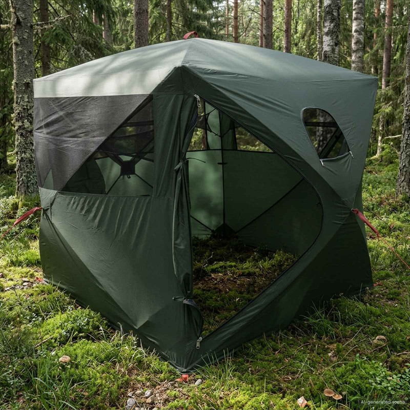 Tente de Chasse avec toit Vert armée 143 x 143 x 165 cm 640156640156