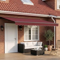 Cadre de store manuel avec LEDs Bourgogne et Anthracite 5 x 3 m 640164640164