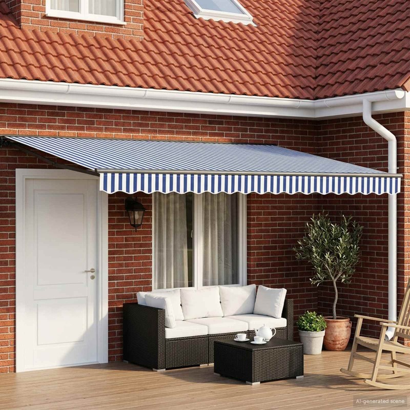 Cadre de store manuel avec LEDs Bleu, Blanc, Anthracite 5 x 3 m 640166640166