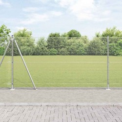 Clôture en fil soudé avec base en béton 50 x 1,2 m Argenté 640167640167