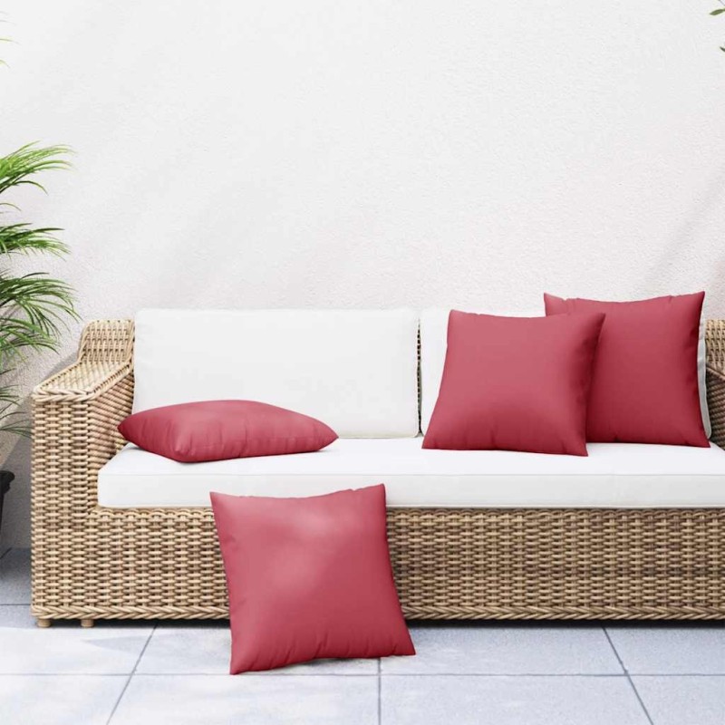 Coussins de canapé 4 pcs rouge vin 60x60 cm tissu 640168640168