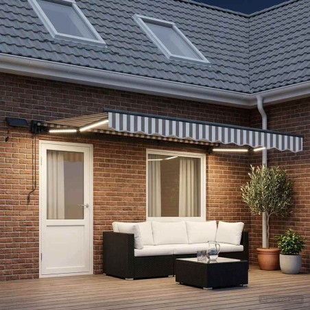 Cadre de store manuel avec LEDs Gris clair et blanc 4 × 3 m 640169640169
