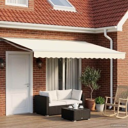 Cadre de store manuel avec LEDs Crème et Blanc 5 x 3 m 640174640174