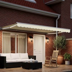 Cadre de store manuel avec LEDs Crème et Blanc 5 x 3 m 640174640174