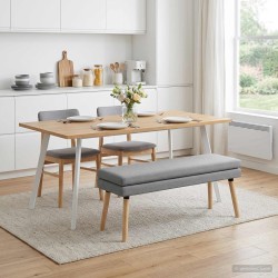 Banc à double couche Gris clair 110 x 40 x 47 cm Tissu 640182640182