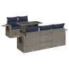 Salon de jardin 6 pcs avec coussins gris résine tressée 640193640193