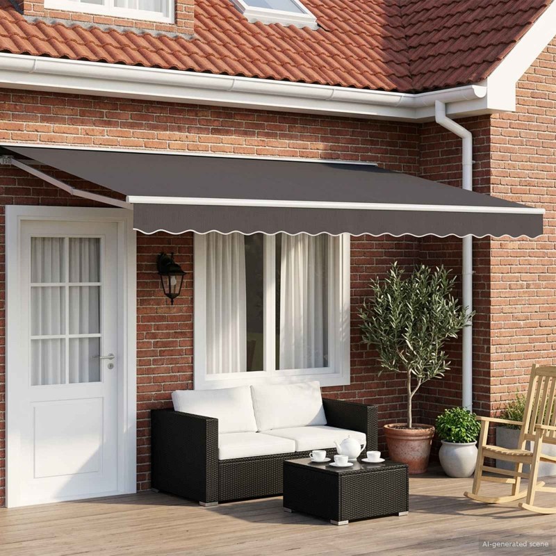 Cadre de store manuel avec LEDs Blanc, Gris, Anthracite 5 x 3 m 640198640198
