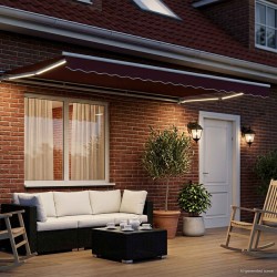 Cadre de store manuel avec LEDs Bourgogne et Blanc 5 x 3 m 640199640199