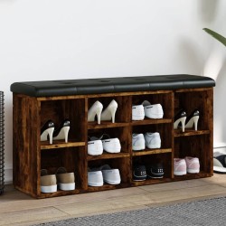 Banc à chaussures chêne fumé 102x32x50 cm bois d'ingénierie 640200640200