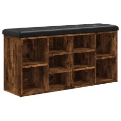 Banc à chaussures chêne fumé 102x32x50 cm bois d'ingénierie 640200640200