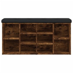 Banc à chaussures chêne fumé 102x32x50 cm bois d'ingénierie 640200640200