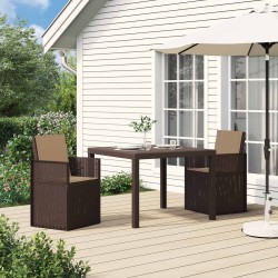 Chaises de jardin salle à manger 2 pcs Marron et taupe PP 640209640209