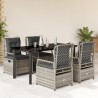 Ensemble à manger de jardin 5 pcs coussins gris résine tressée 640217640217