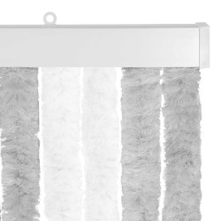 Rideau anti-insectes en chenille Gris clair et blanc 640225640225