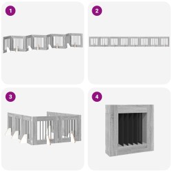 Porte de chien pliable avec supports 8 pcs Sonoma gris 60 cm 640228640228