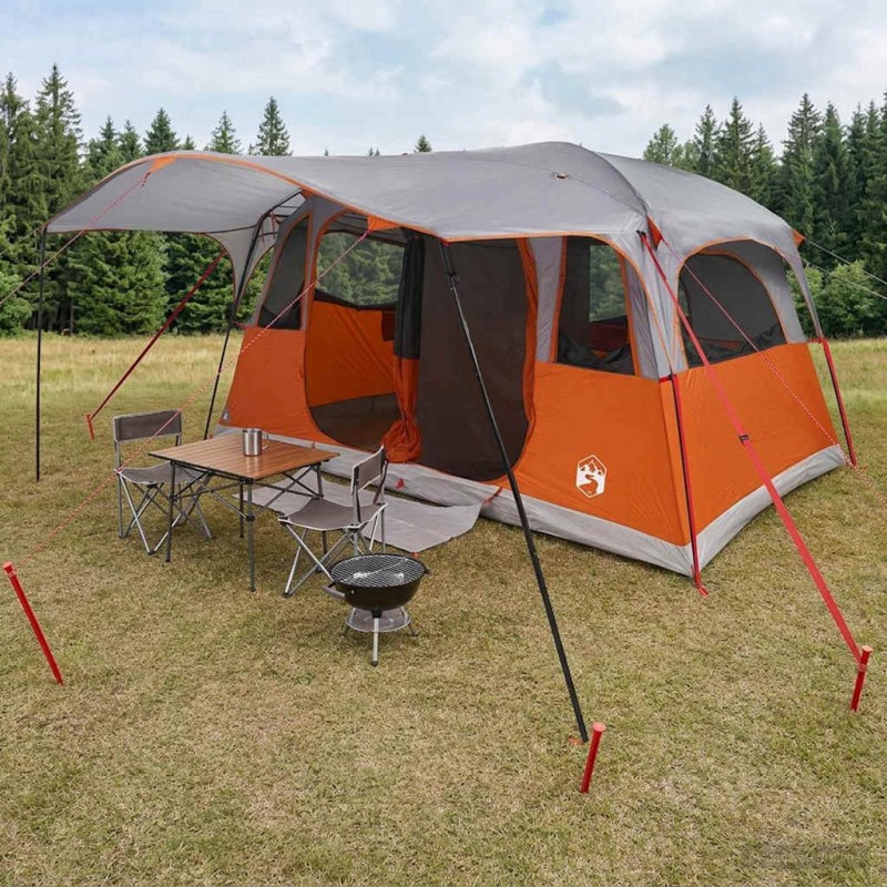 Tente tunnel avec toit Gris et orange 427 x 305 x 205 cm 640235640235