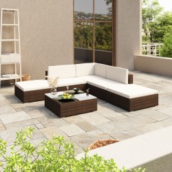 Salon de jardin 6 pcs avec coussins Résine tressée Marron 640236640236