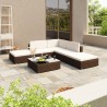 Salon de jardin 6 pcs avec coussins Résine tressée Marron 640236640236