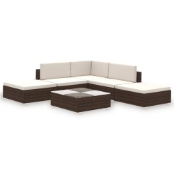 Salon de jardin 6 pcs avec coussins Résine tressée Marron 640236640236