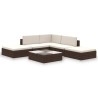 Salon de jardin 6 pcs avec coussins Résine tressée Marron 640236640236