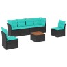 Salon de jardin 7 pcs avec coussins noir résine tressée 640238640238