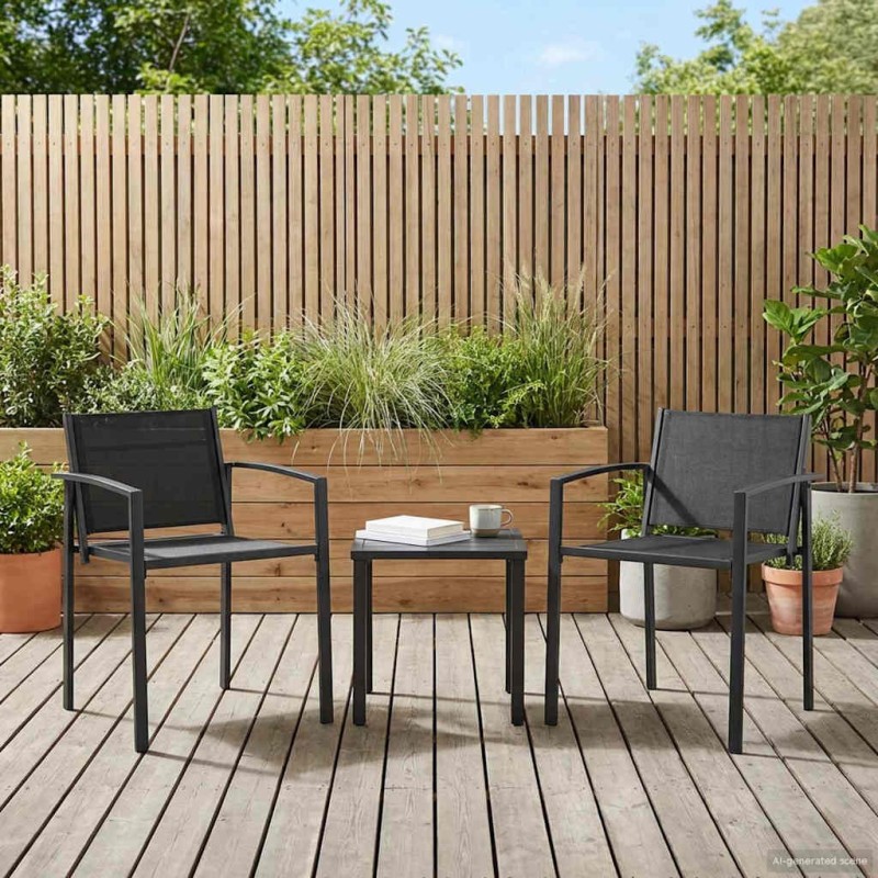Chaises de jardin 2 pcs Noir et anthracite 53,5 x 59 x 77 cm 640261640261