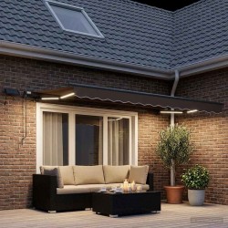 Auvent rétractable Taupe 350 x 250 cm Tissu et Aluminium 640269640269