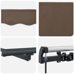 Auvent rétractable Taupe 350 x 250 cm Tissu et Aluminium 640269640269