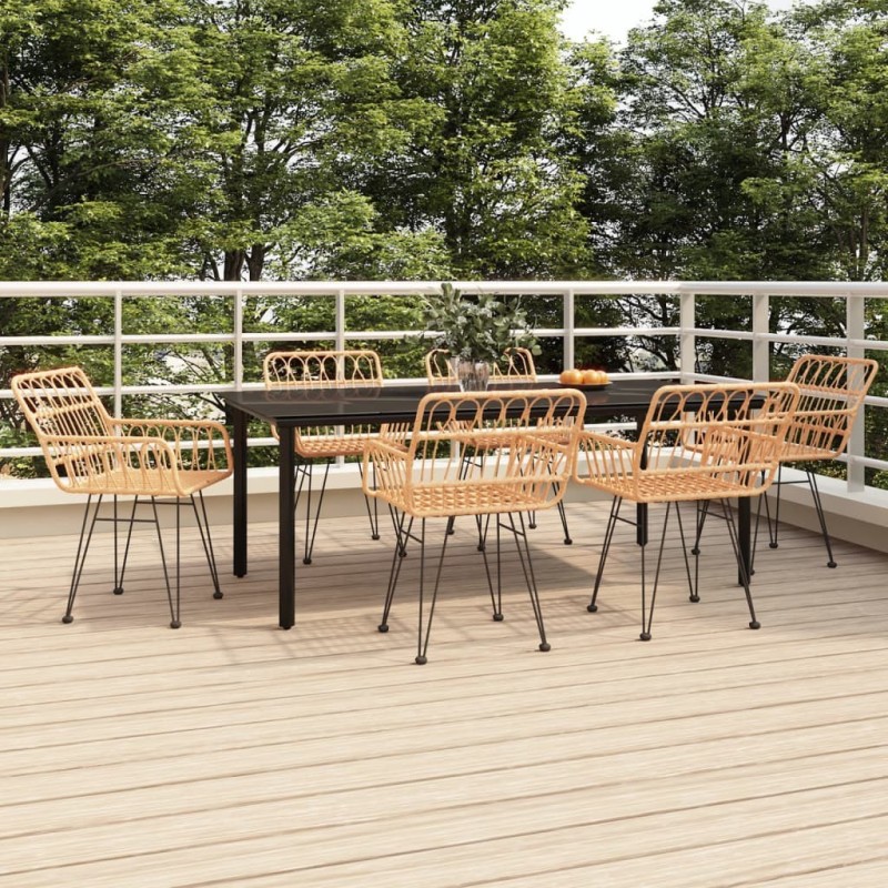 Ensemble à manger de jardin 7 pcs Résine tressée 640271640271