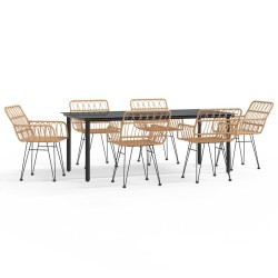 Ensemble à manger de jardin 7 pcs Résine tressée 640271640271