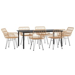 Ensemble à manger de jardin 7 pcs Résine tressée 640271640271