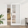 Porte coulissante Blanc 93 x 202 cm Bois de pin massif et verre 640272640272