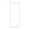 Porte coulissante Blanc 93 x 202 cm Bois de pin massif et verre 640272640272