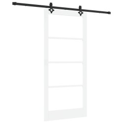 Porte coulissante Blanc 93 x 202 cm Bois de pin massif et verre 640273640273