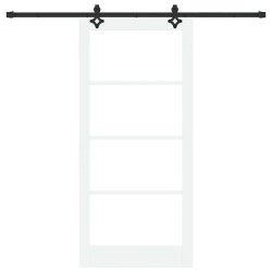 Porte coulissante Blanc 93 x 202 cm Bois de pin massif et verre 640273640273