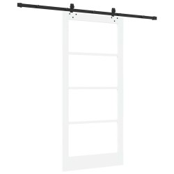 Porte coulissante Blanc 93 x 202 cm Bois de pin massif et verre 640273640273
