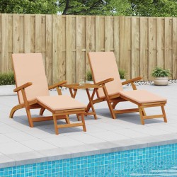 Chaise longue inclinable et pliable 3 pcs Beige 640274640274