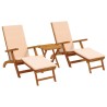 Chaise longue inclinable et pliable 3 pcs Beige 640274640274