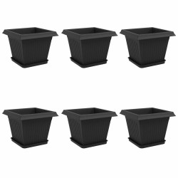 Pots de plantes 6 pcs Noir 28,5 x 28,5 x 22 cm Plastique 640278640278
