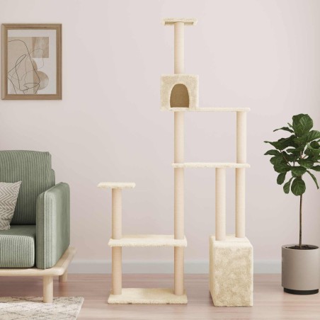 Arbre à chat avec poteaux à griffer en sisal Crème 177,5 cm 640285640285