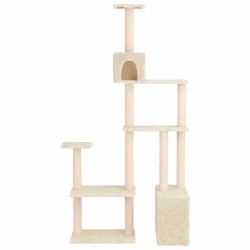 Arbre à chat avec poteaux à griffer en sisal Crème 177,5 cm 640285640285