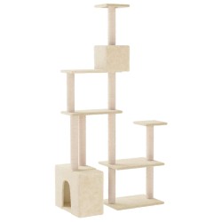 Arbre à chat avec poteaux à griffer en sisal Crème 177,5 cm 640285640285