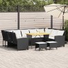 Salon de jardin 4 pcs avec coussins noir résine tressée 640286640286