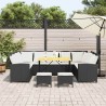 Salon de jardin 4 pcs avec coussins noir résine tressée 640286640286